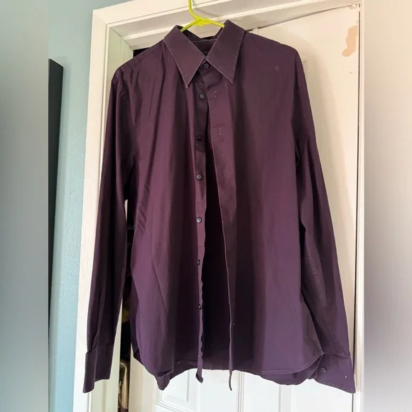 midnight purple dress shirt mens dark purple dress shirt Airthreads Men's Shirt, Wrinkle-Resistant,  Long Sleeve, Deep Purple, Tailored Fit, Deep Purple / 5XL / 6.4-6.7